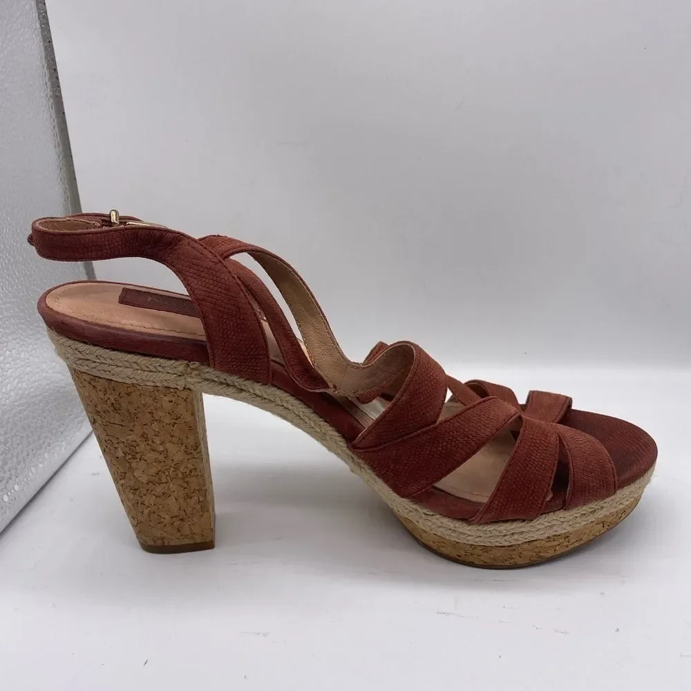 Nurture Rust Color Cork Platform Heels Size 9.5